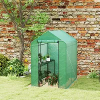 Outsunny Walk in Greenhouse w/Shelves Steeple Grow House 120 x 186 x 190 cm