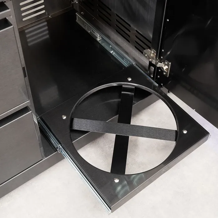 Draco Grills 6 Burner BBQ Black Stainless Steel Modular Outdoor Kitchen with Fridge and Sink Unit