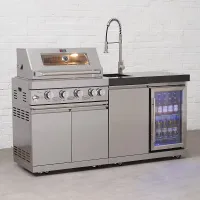 Draco Grills 4 Burner BBQ Modular Outdoor Kitchen with Sink and Fridge Unit