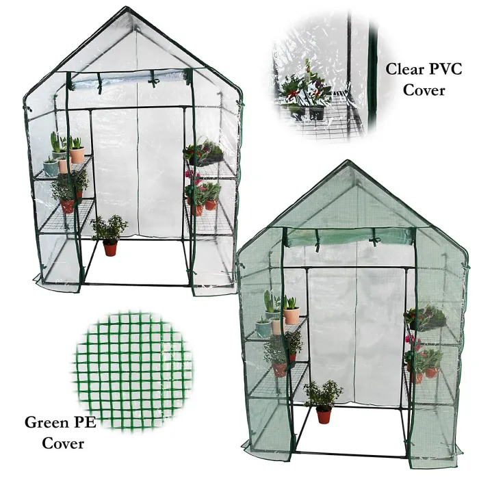 Walk In Greenhouse 4 Shelves PE Cover Only