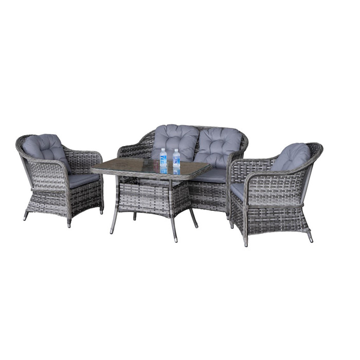 Garden Store Direct St Tropez Aluminium Rattan 4 Seat Lounge Dining Set