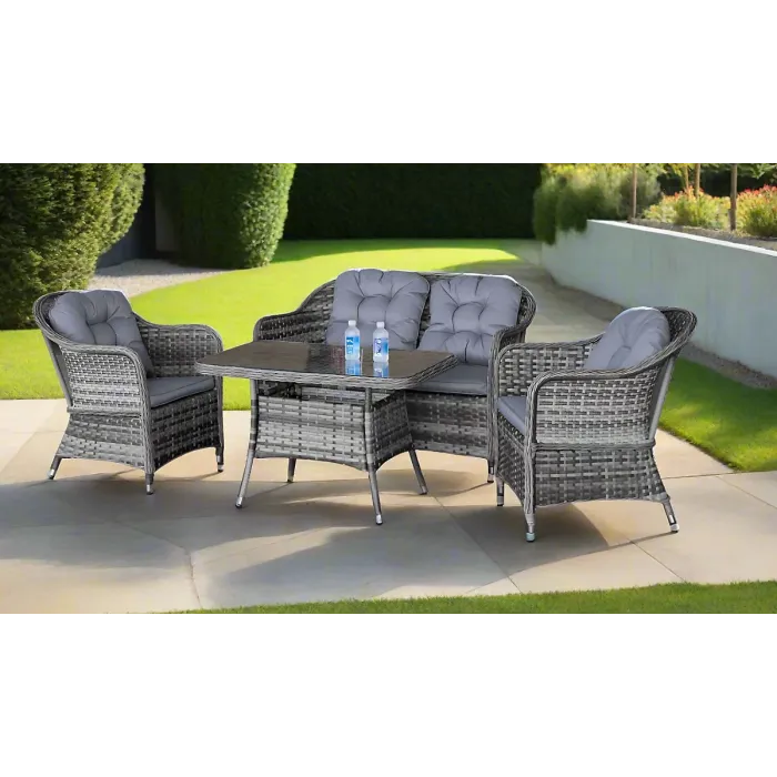 Garden Store Direct St Tropez Aluminium Rattan 4 Seat Lounge Dining Set