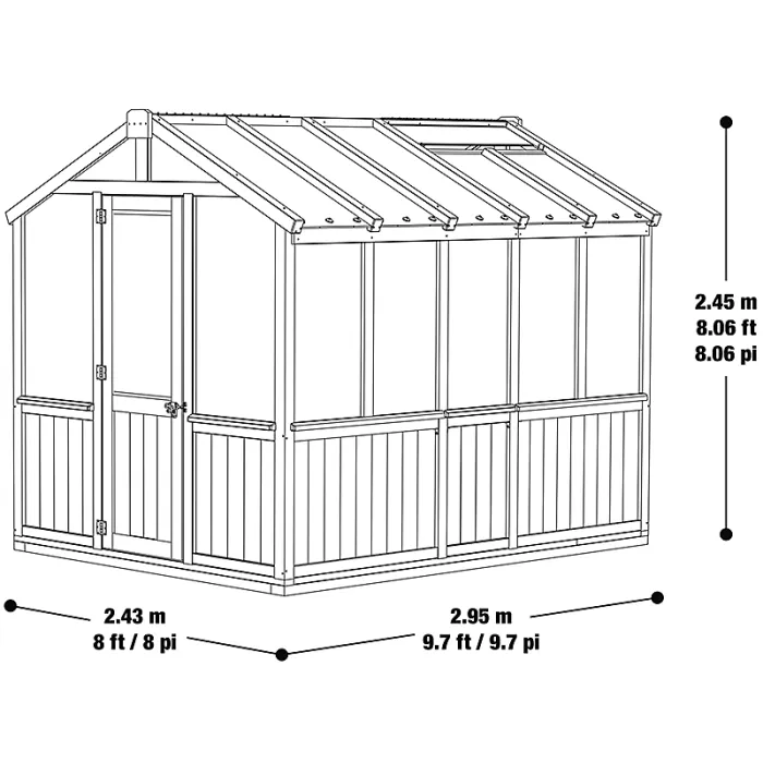 Meridian Greenhouse 8ft x 9.7ft (2.4m x 2.9m)
