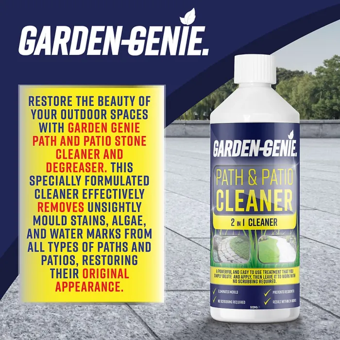 Garden Genie - Path and Patio Stone Cleaner, Degreaser for Stains caused by Mould, Mildew, Algae and Lichen - 500ml