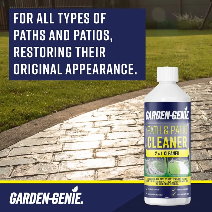 Garden Genie - Path and Patio Stone Cleaner, Degreaser for Stains caused by Mould, Mildew, Algae and Lichen - 500ml