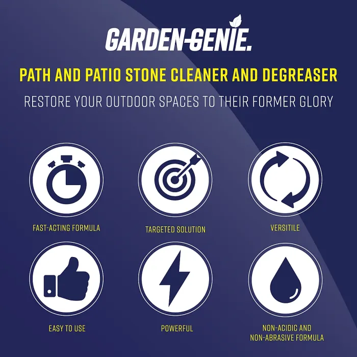 Garden Genie - Path and Patio Stone Cleaner, Degreaser for Stains caused by Mould, Mildew, Algae and Lichen - 500ml