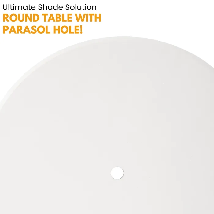 Round Folding Table & 4 Folding Stool Set with Parasol Hole & Built-in Handle ideal for Kitchen, Indoor Outdoor, Camping