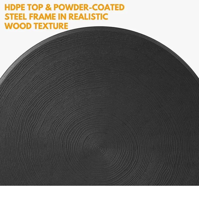 Small Round Folding Table & 2 Folding Chairs Set - HDPE Top Steel Frame for Indoor Outdoor Coffee, Office, Garden, Patio, Balcony