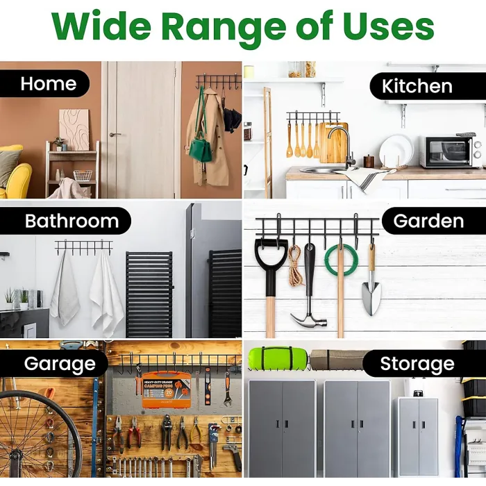 Extra Long Garden Tool Rack - Wall-Mounted Garage or Shed Tool Holder With 32 Hooks