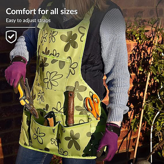 Waterproof Gardening Apron- With Adjustable Straps and 14 Pockets