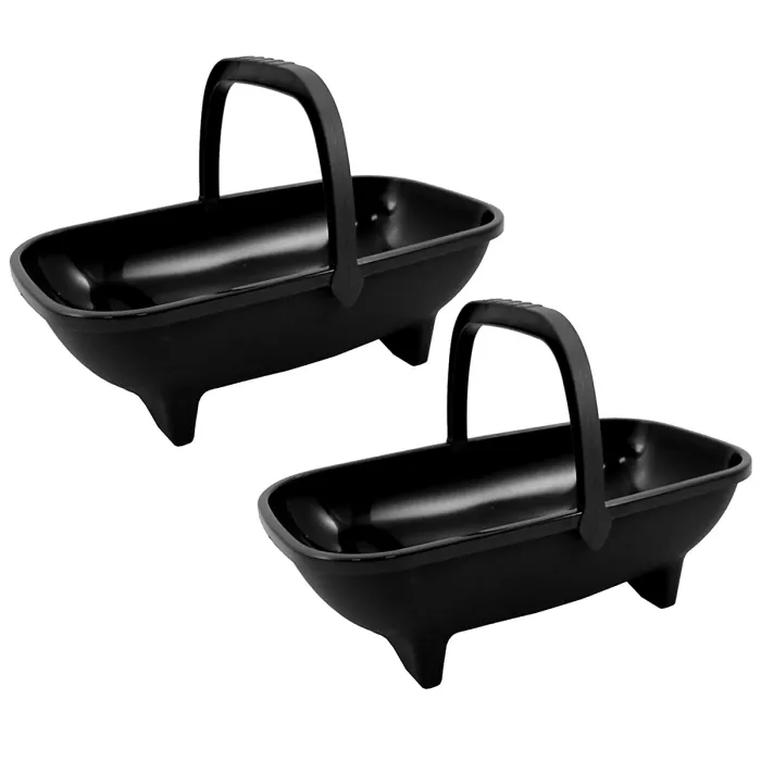 53cm Black Plastic Garden Trug Basket Pot With Flexible Handle For Garden Tools