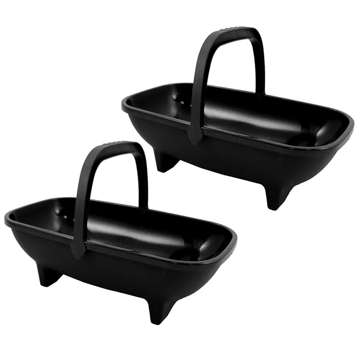 53cm Black Plastic Garden Trug Basket Pot With Flexible Handle For Garden Tools