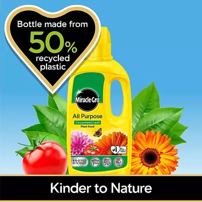 Miracle Gro All Purpose Liquid Plant Food 800mL NPK 7 3 5 for Pots Containers and Borders Feeds Every 1 to 2 Weeks
