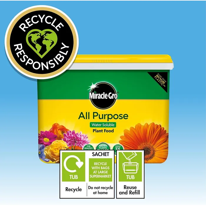 Miracle Gro All Purpose Soluble Plant Food 2kg Tub NPK 24 8 16 Ideal for Lawns Houseplants Pots Containers Makes 720L of Feed