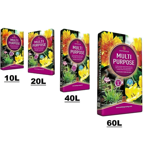 Growmoor Multi Purpose Compost 40L Nutrient Rich Premium Soil for Garden Pots Beds Borders and Containers