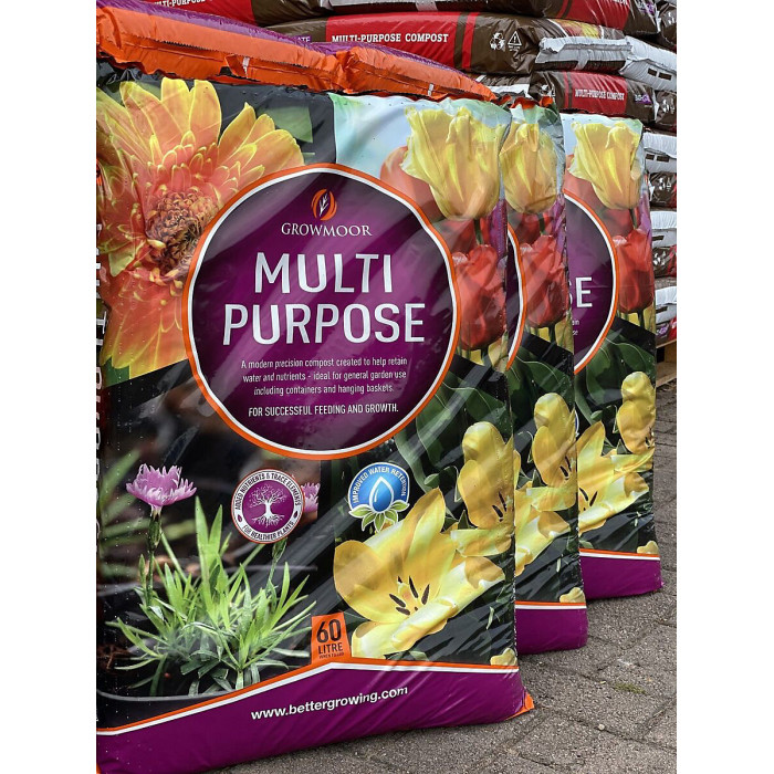 Growmoor Multi Purpose Compost 60L Premium Quality Nutrient Enriched Soil for Garden Beds Pots and Containers