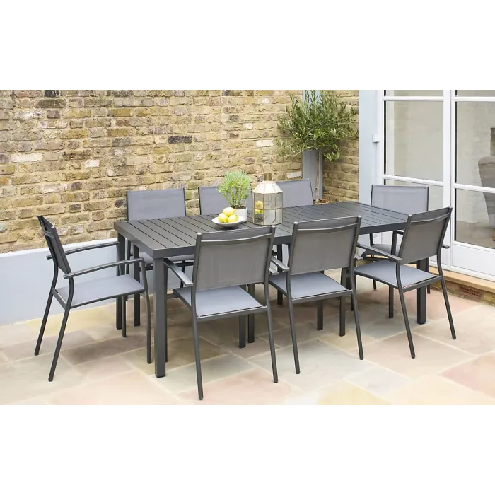 Mint Outdoor Havana Dark Grey 8 Seater Aluminium Patio Dining Set