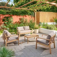 GoodHome Riveo Natural 4 Seater Coffee set