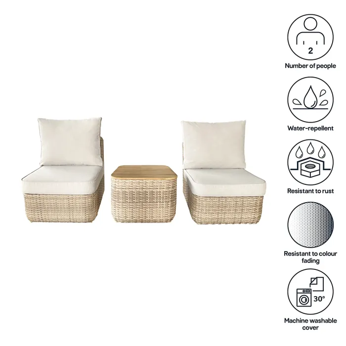 GoodHome Elos Matt Beige 2 Seater Coffee set