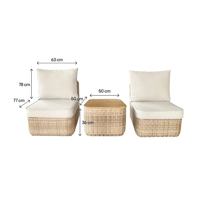 GoodHome Elos Matt Beige 2 Seater Coffee set