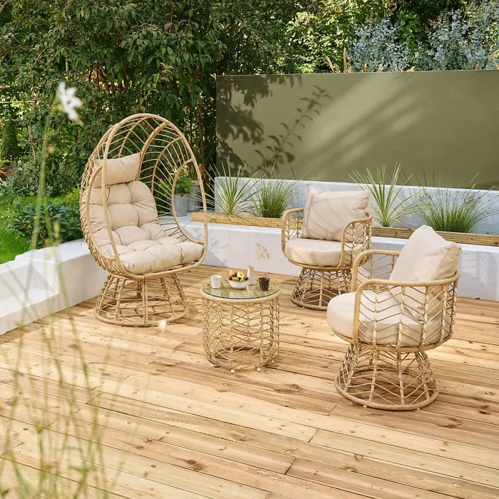 GoodHome Omalos Beige Metal 2 seater Bistro set