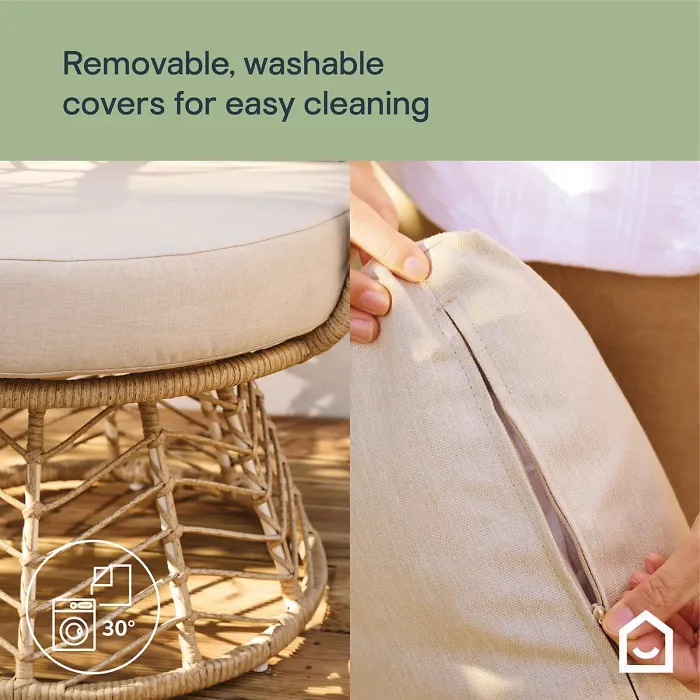 GoodHome Omalos Beige Metal 2 seater Bistro set