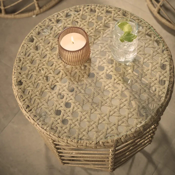 GoodHome Omalos Beige Metal 2 seater Bistro set