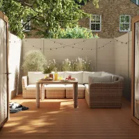 GoodHome Elos Beige 6 Seater Modular corner Garden furniture set