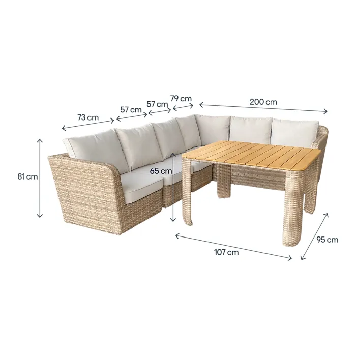 GoodHome Elos Beige 6 Seater Modular corner Garden furniture set