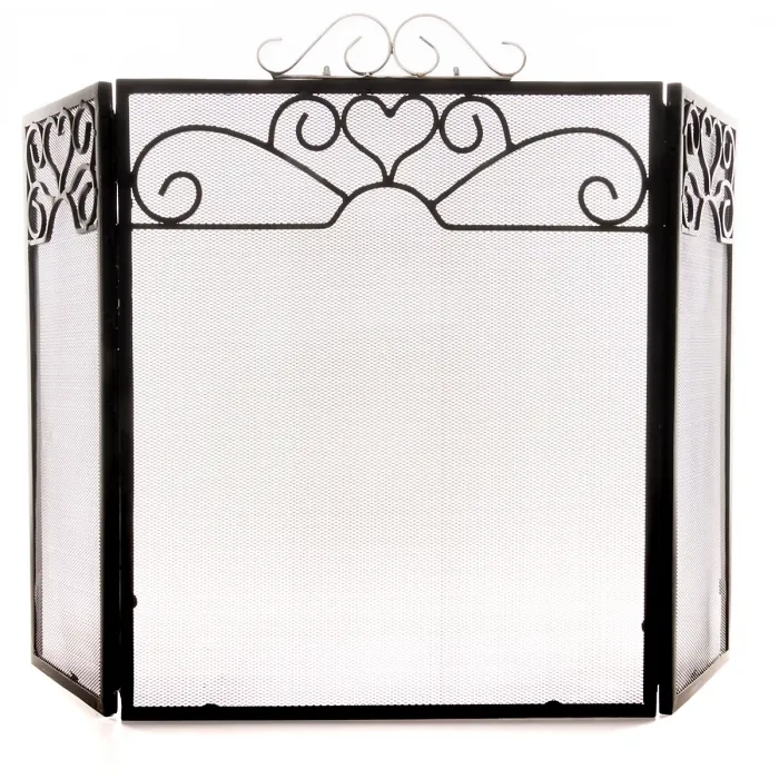 Hill Interiors Chrome Topped Fire Screen Black/Silver (65cm x 23cm x 98cm)