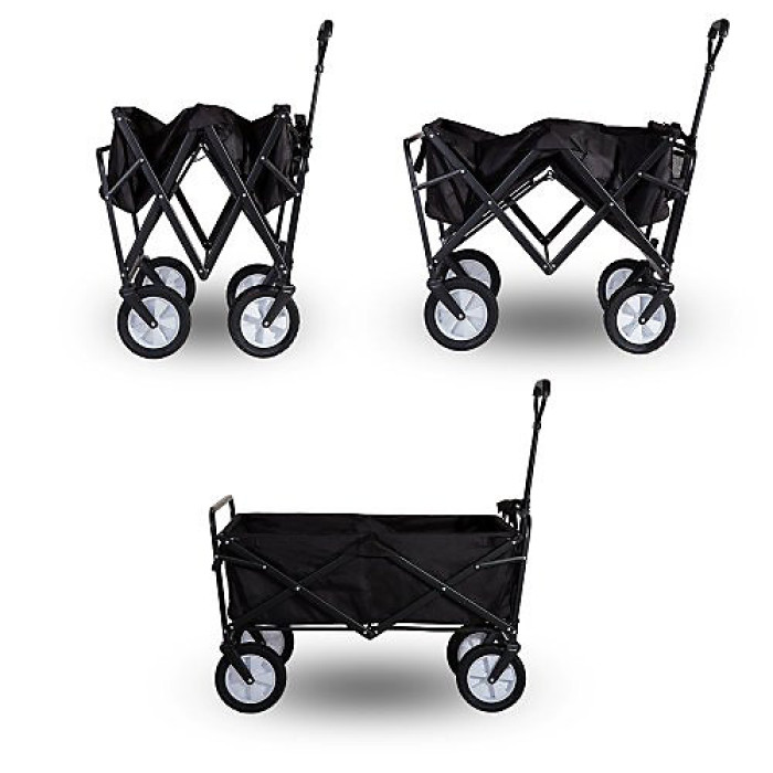 BTM Garden Transport Cart Foldable Pull Wagon Collapsible Hand Trolley Yard Outdoor Tools Equipment