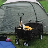 BTM Garden transport cart foldable pull wagon collapsible hand trolley for yard outdoor tools and equipment