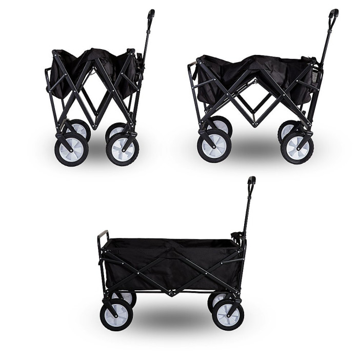 BTM Garden transport cart foldable pull wagon collapsible hand trolley for yard outdoor tools and equipment