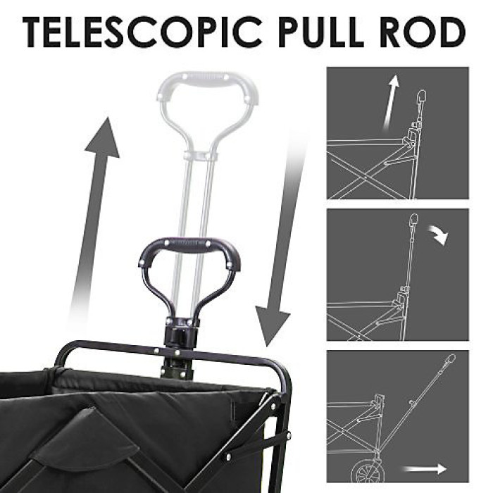 BTM Garden transport cart foldable pull wagon collapsible hand trolley for yard outdoor tools and equipment