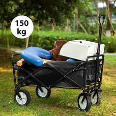 BTM Garden transport cart foldable pull wagon collapsible hand trolley for yard outdoor tools and equipment