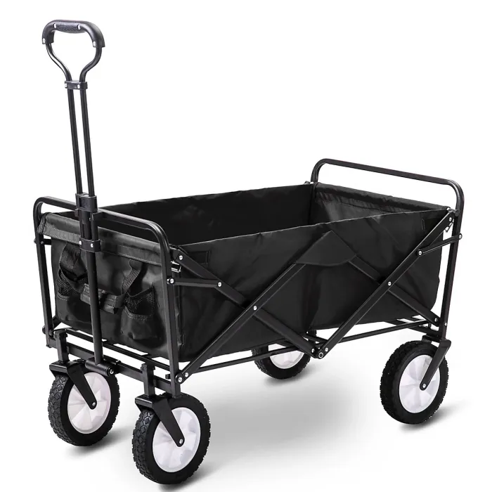 BTM Garden transport cart foldable pull wagon collapsible hand trolley for yard outdoor tools and equipment
