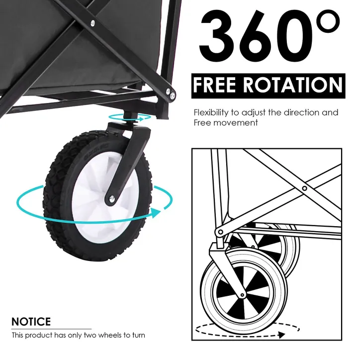 BTM Garden transport cart foldable pull wagon collapsible hand trolley for yard outdoor tools and equipment