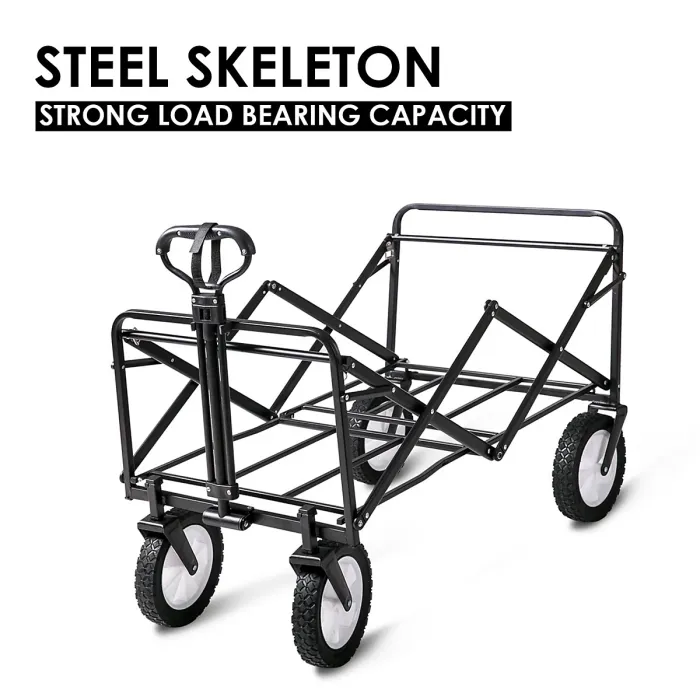 BTM Garden transport cart foldable pull wagon collapsible hand trolley for yard outdoor tools and equipment