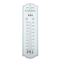 Something Different Welcome To My Garden Metal Wall Thermometer White (One Size)