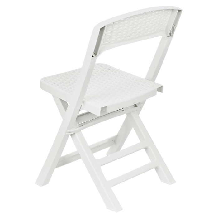 URBN-GARDEN White Plastic Rattan Patio Dining Table & 4 Folding Chairs Outdoor Garden Furniture Sets