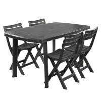 URBNLIVING 72cm Height Large Collapsible Table With 4 Folding Chairs Outdoor Garden Patio Furniture Set