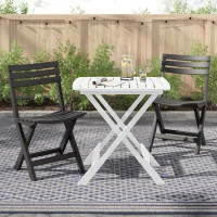 URBNLIVING 72cm Height Portable Camping Plastic Picnic Tray Table And 2 Chairs Folding Furniture Set White