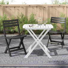 URBNLIVING 72cm Height Portable Camping Plastic Picnic Tray Table And 2 Chairs Folding Furniture Set White
