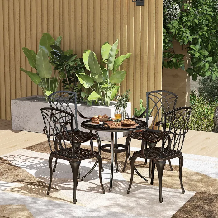 Outsunny 5 PCs Garden Dining Set, Garden Furniture Set, Bronze Tone