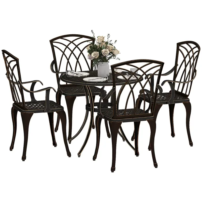 Outsunny 5 PCs Garden Dining Set, Garden Furniture Set, Bronze Tone