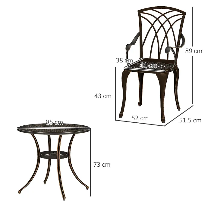 Outsunny 5 PCs Garden Dining Set, Garden Furniture Set, Bronze Tone