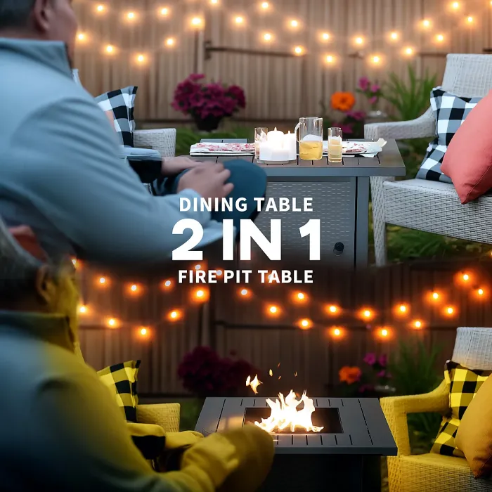 Outsunny 40,000 BTU Gas Firepit Table with Protective Cover, Grey