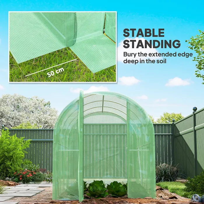 Outsunny 3 x 2 x 2m Polytunnel Greenhouse with Door, Galvanised Steel Frame