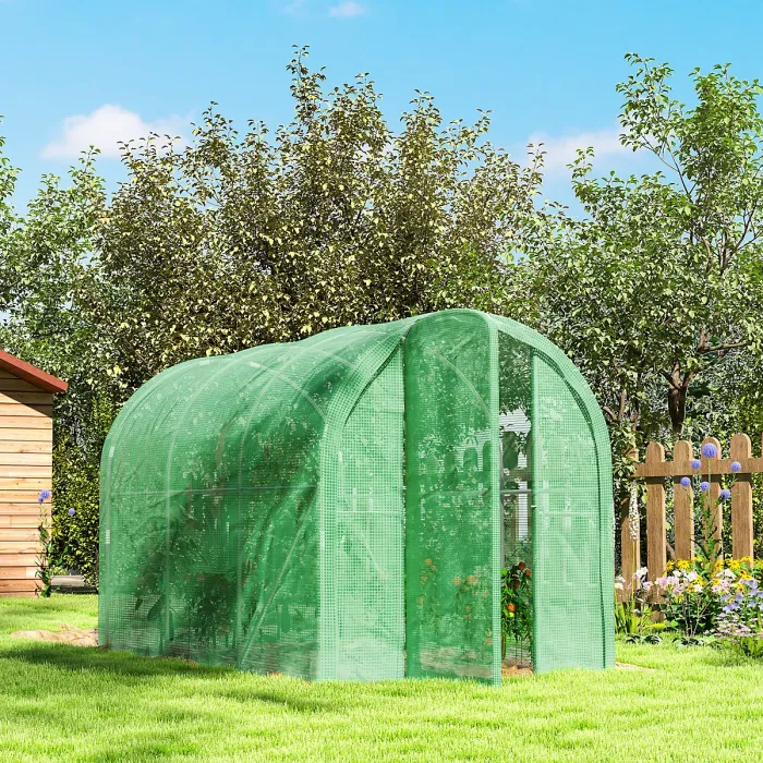 Outsunny 3 x 2 x 2m Polytunnel Greenhouse with Door, Galvanised Steel Frame