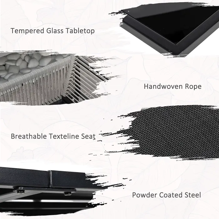 Outsunny 5 Pieces Patio Dining Set with Foldable Back, Light Grey